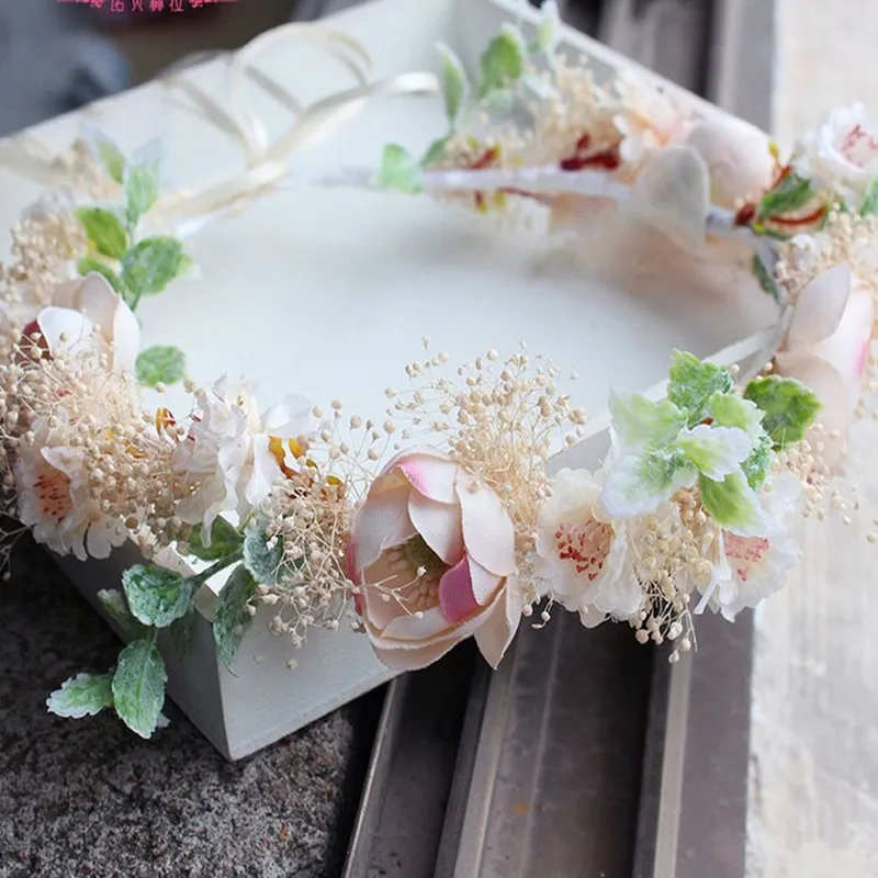 cane wreath eternal flower women bride headdress garlands beach wedding headbands | Украшения и аксессуары
