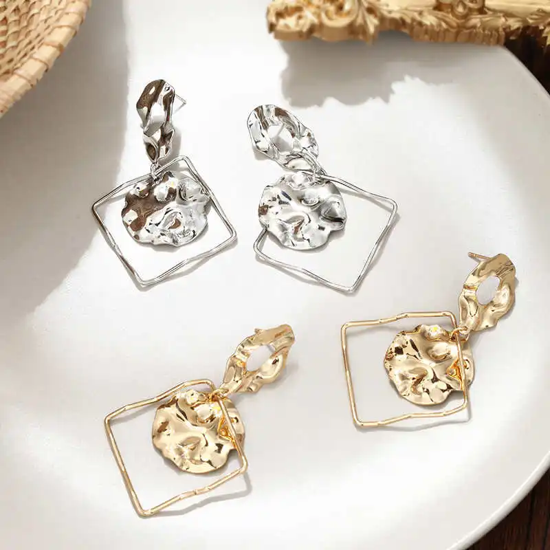 Новые модные висячие серьги в стиле панк для женщин геометрический дизайн