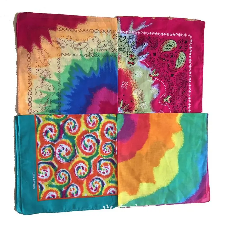 Унисекс богемная Радужная цветная спираль завиток Хлопок Карманный квадратный