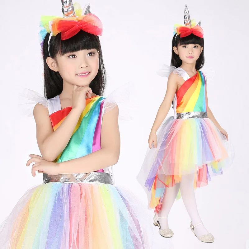 

Unique Girls' Deluxe Rainbow Costume Great For Halloween And Everyday Dress-Up