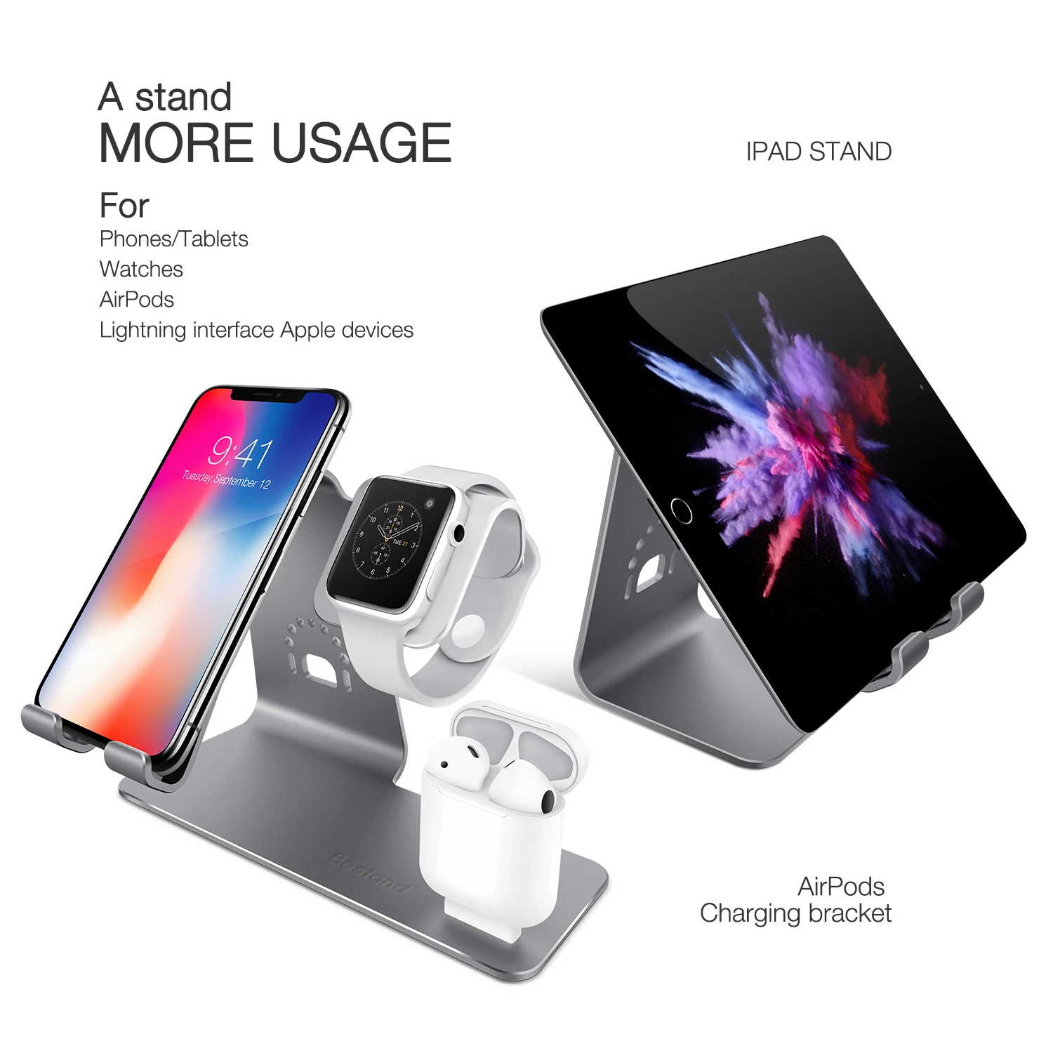 Подставка 3 в 1 для Apple iPhone и часов и AIRPODS, подставка из алюминиевого сплава