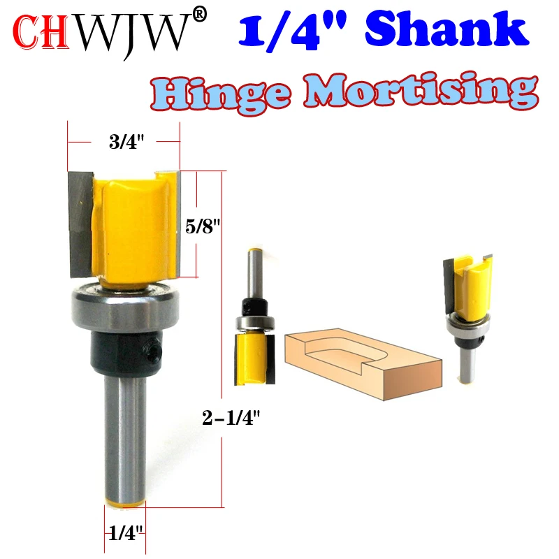 

1pc 1/4" Shank Hinge Mortising Router Bit with Shank Bearing Woodworking cutter Tenon Cutter for Woodworking Tools