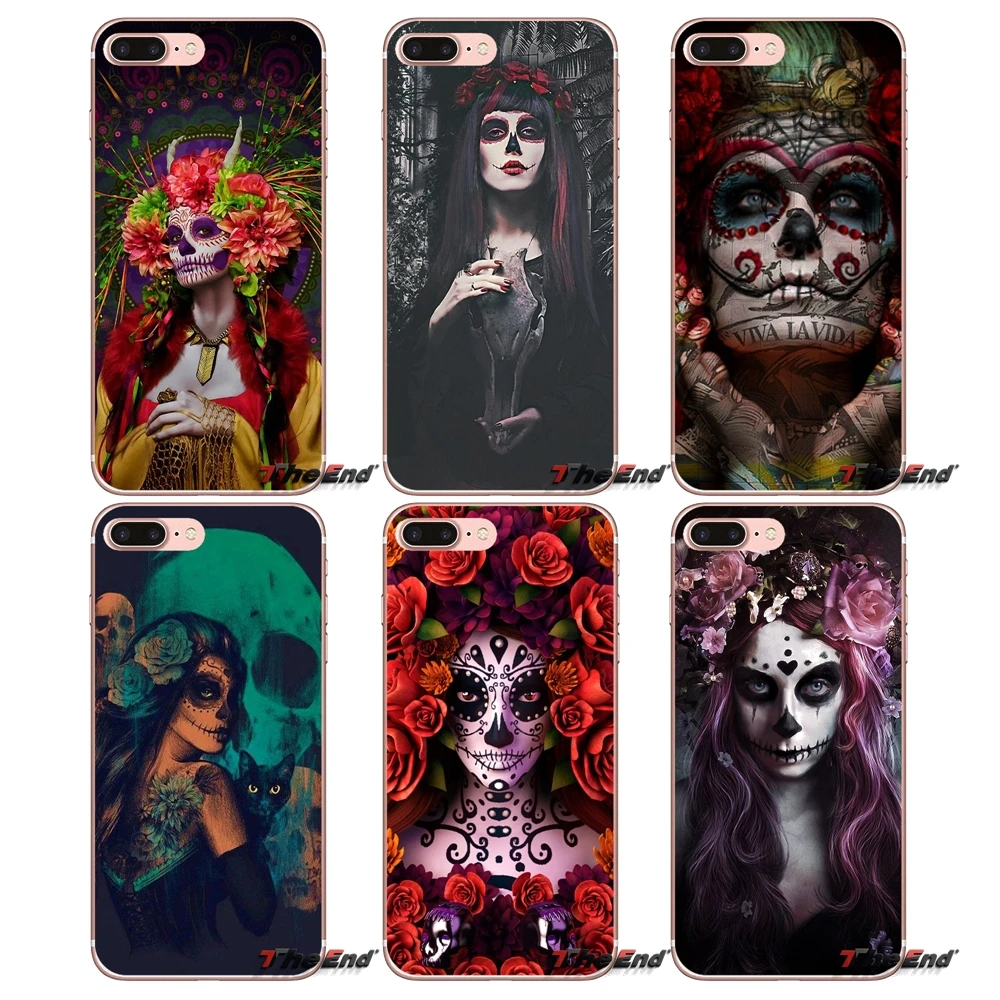 Для iPhone X 4 4S 5 5S 5C SE 6 6S 7 8 Plus Samsung Galaxy J1 J3 J5 J7 A3 A5 2016 2017 Catrina красивая Роза девушка череп