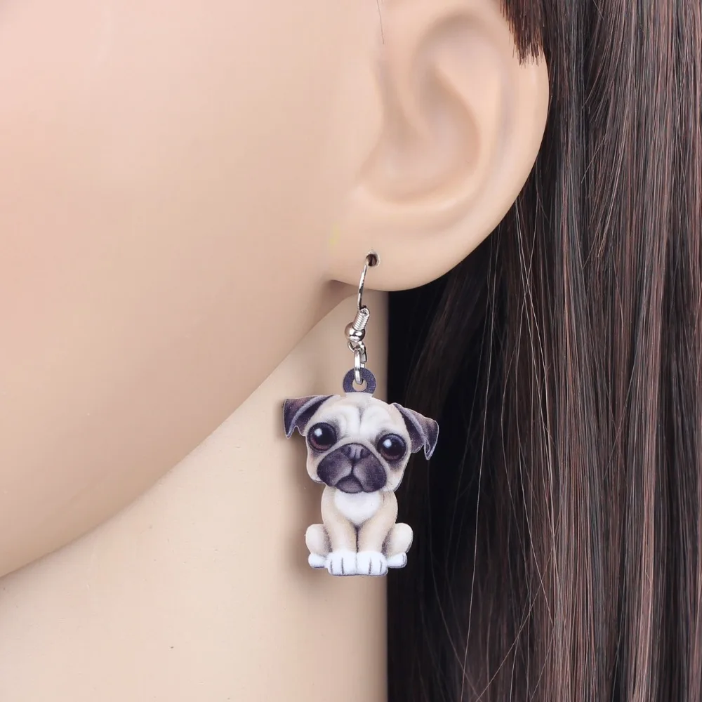 WEVENI акриловые милые французские бульдог мопса серьги с собаками ожерелье