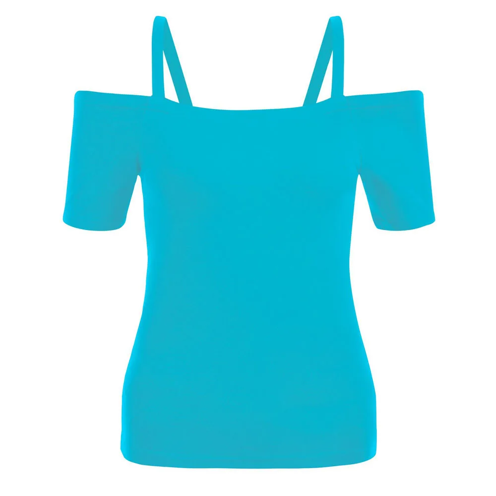 Allyzozo Plus size 6xl Women Summer Spaghetti Strap Tops T shirts Streetwear Off Shoulder Blue Clothing | Женская одежда