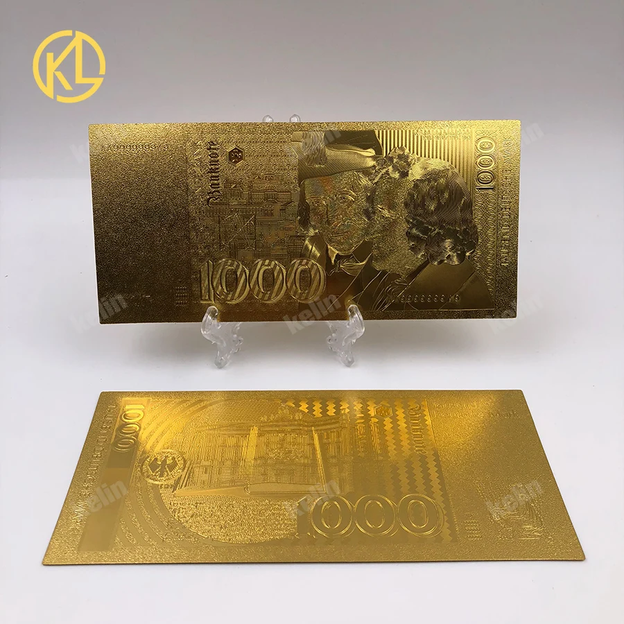 

10pcs/lot Gold Foil Banknote Wilhelm and Jacob Grimm Germany 1000 Mark Plastic Fake Money For Gifts Money