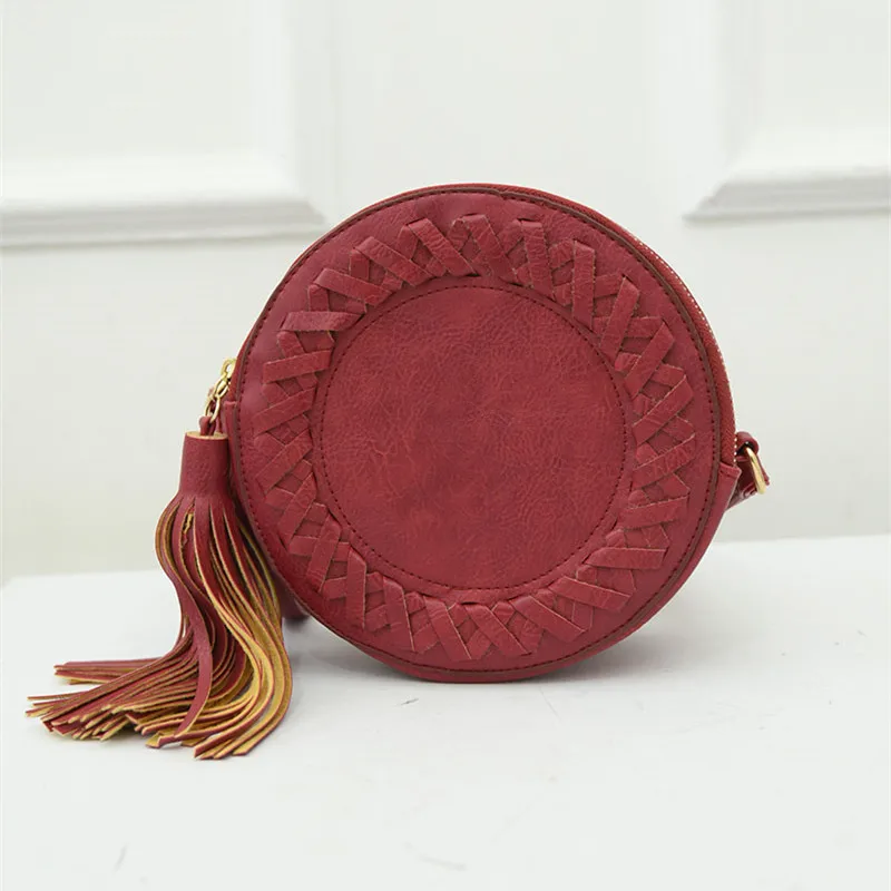 Женщины Круглый Кисточкой Тканые Crossbody Сумки Девушки Сумка Милые Дамы Вязание