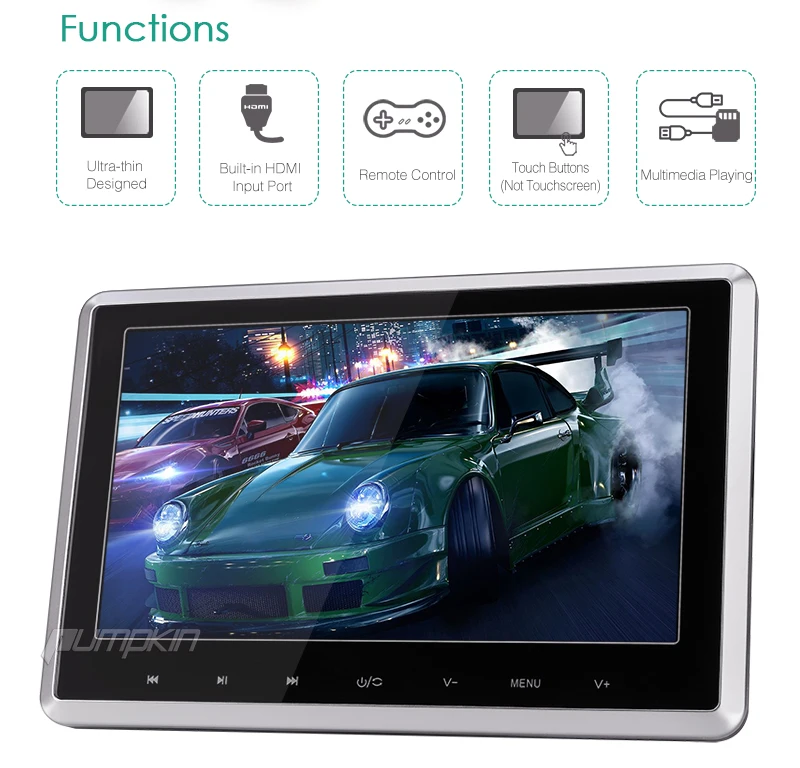 Тыквы 10 1 ''подголовник автомобиля dvd плеер HD цифровой TFT Экран с HDMI Порты и
