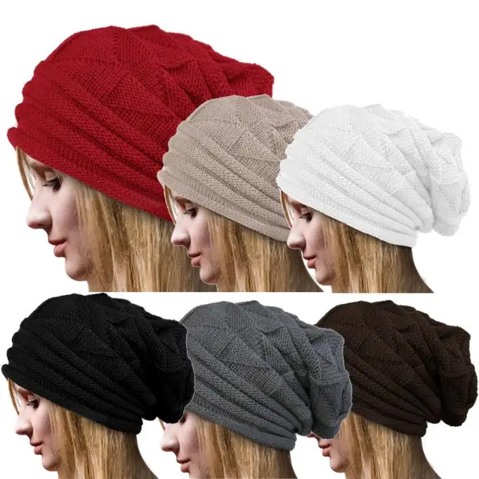 Feitong Women Winter Warm Hats Knit Turban Twist Hair Wrap Solid Casual Skullies& Beanies Hat Cap Knit Turban