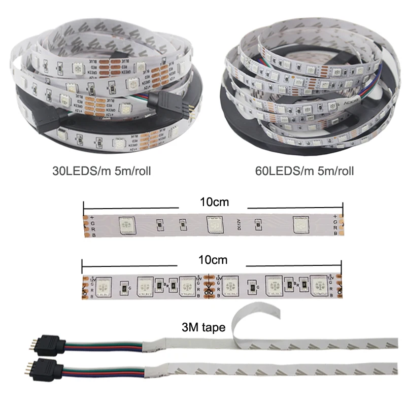 12V Светодиодные ленты 5 М 5050 RGB led лента не Водонепроницаемый 10 м светодиодный светильник RGB Гибкая RGB лазерный диод светодиодный светильник лента дистанционного Управление+ Мощность питания
