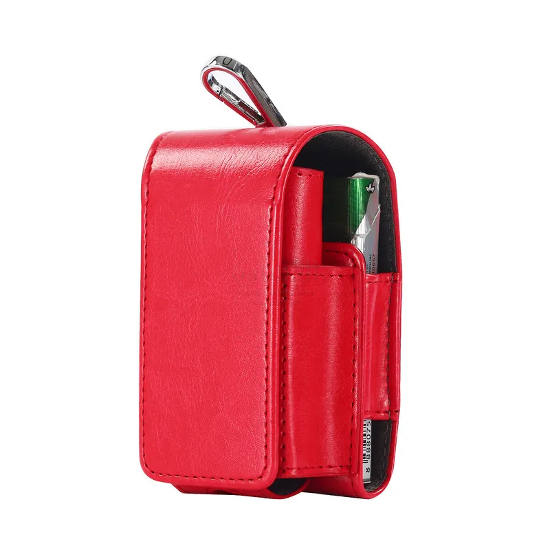 Red Luxury Double layer PU Leather Bags For GLO e-cigarette Case Electronic Cigarette Customized Carrying Cover Pouch Accessories - Color: Red