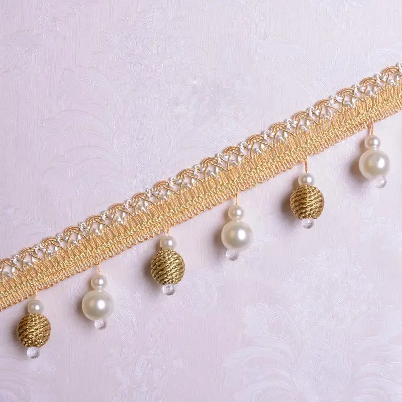 12 Yards/lot Curtain Lace Trim Tassel Fringe Diy Beads Ball Sofa Tablecloth Lace Accessories Hanging Binding Pasamaneria Borlas