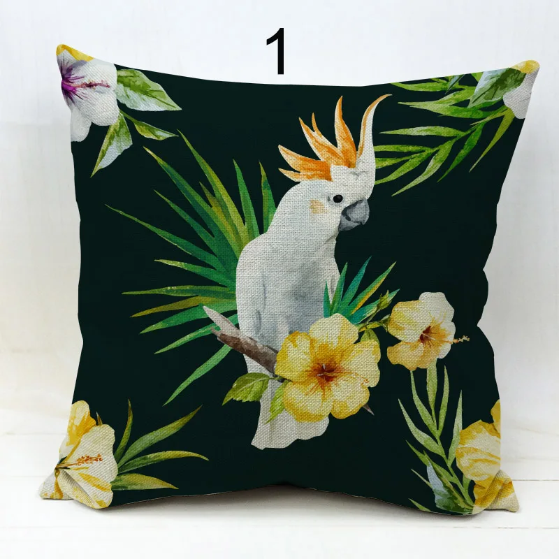 Чехлы для подушек в виде фламинго гибискуса цветка бежевого цвета попугай