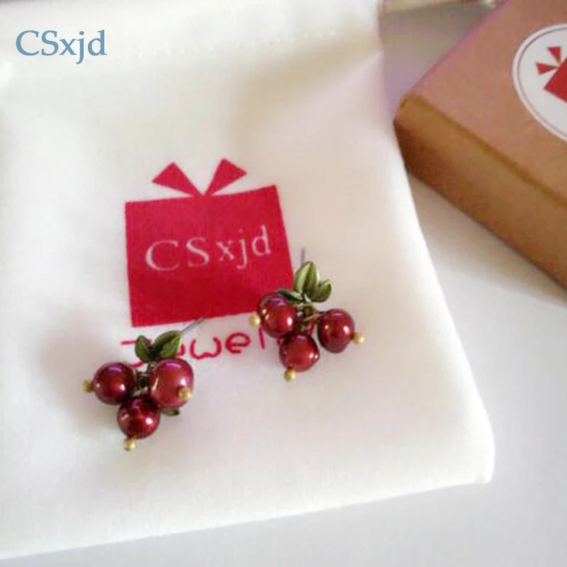 Винтажные зеленые серьги CSxjd в виде клюквы с рисунком выпечки женские ювелирные