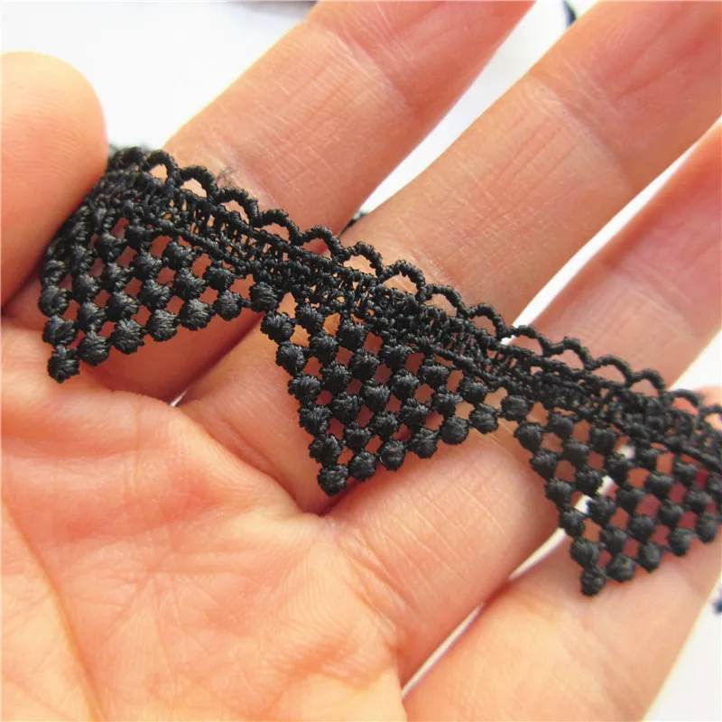 5 ярдов черный полиэстер Trigon вышитые кружева отделка ленты ткань ручной работы DIY