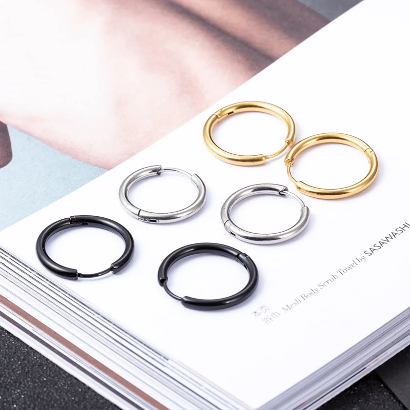 Punk gold small Hoop Earrings female 2018 girls boys circle earrings for women fashion Steel earring jewelry brinco feminino | Украшения и