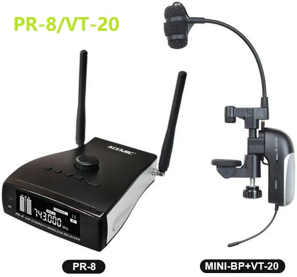 ACEMIC PR-8/VT-20 Pro UHF 80 м беспроводной скрипки мандолины микрофон Professional для сцены |