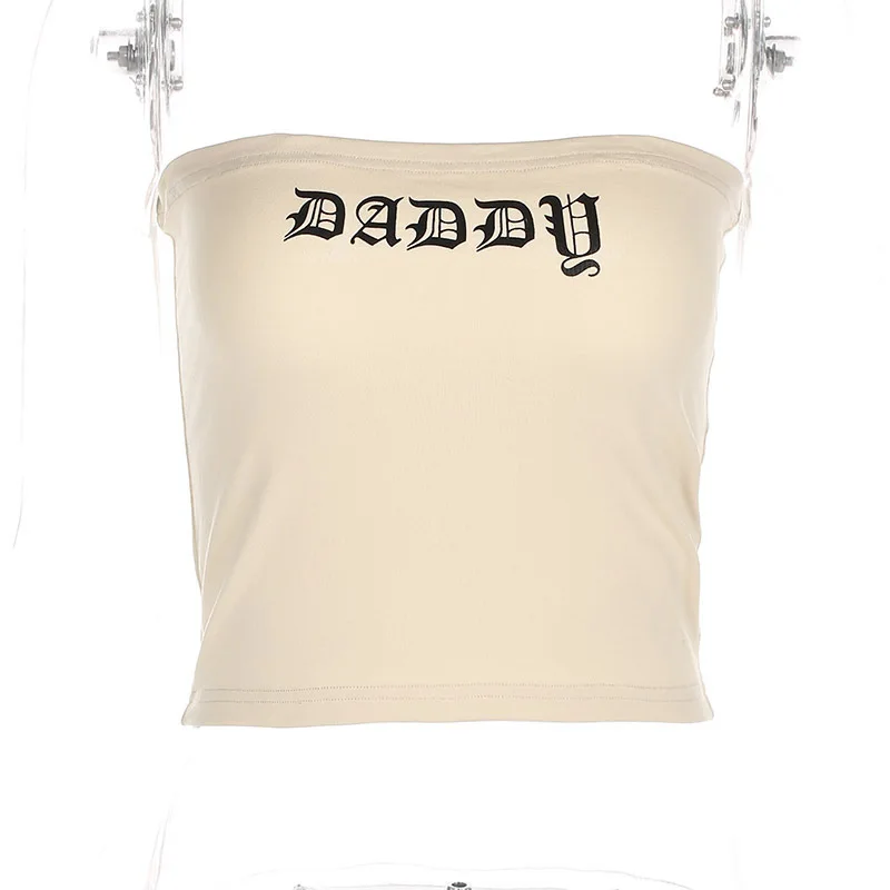 2 colors tops 2018 sexy hiphop punk rok style letters print cropped short tight crop top women tube | Женская одежда