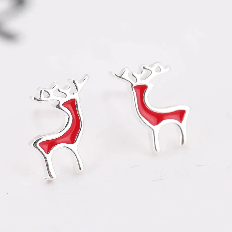 

Jinleansu Lovely Deer Stud Earrings 925 Sterling Silver Cute Elk Ear Nail Accessories Animal Jewelry For Women Girl