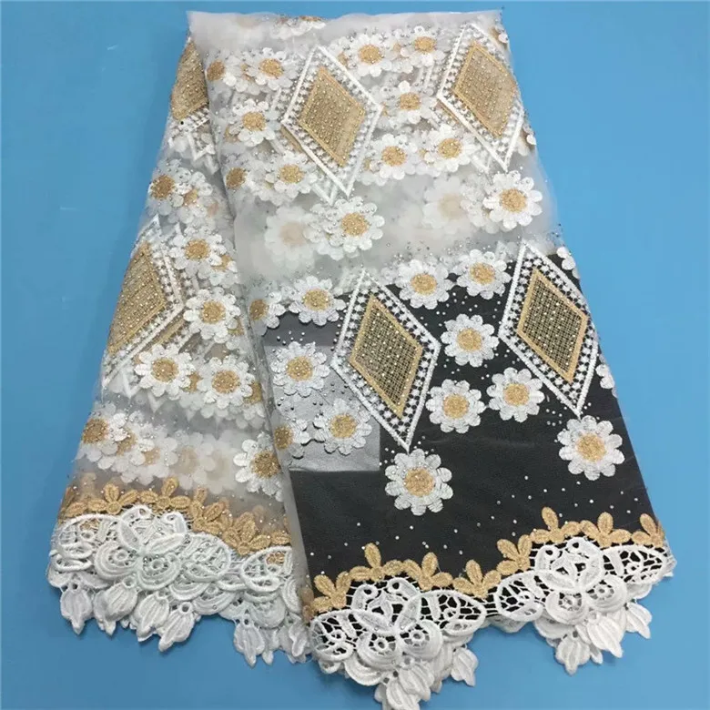 BEAUTIFICAL цветок вышитое гладью кружево Белый 3d французский шнурок ткани в