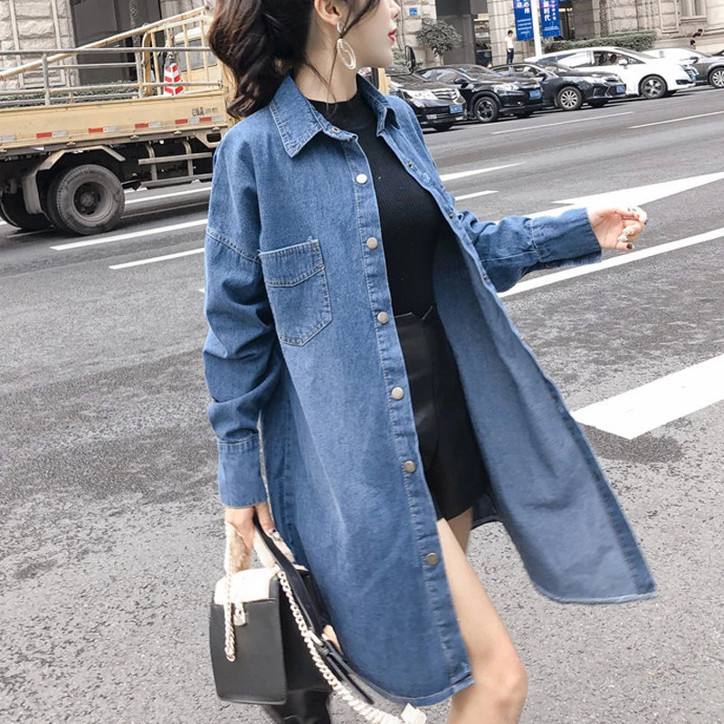 Платье-рубашка PERHAPS U джинсовое с отложным воротником однотонное Короткое