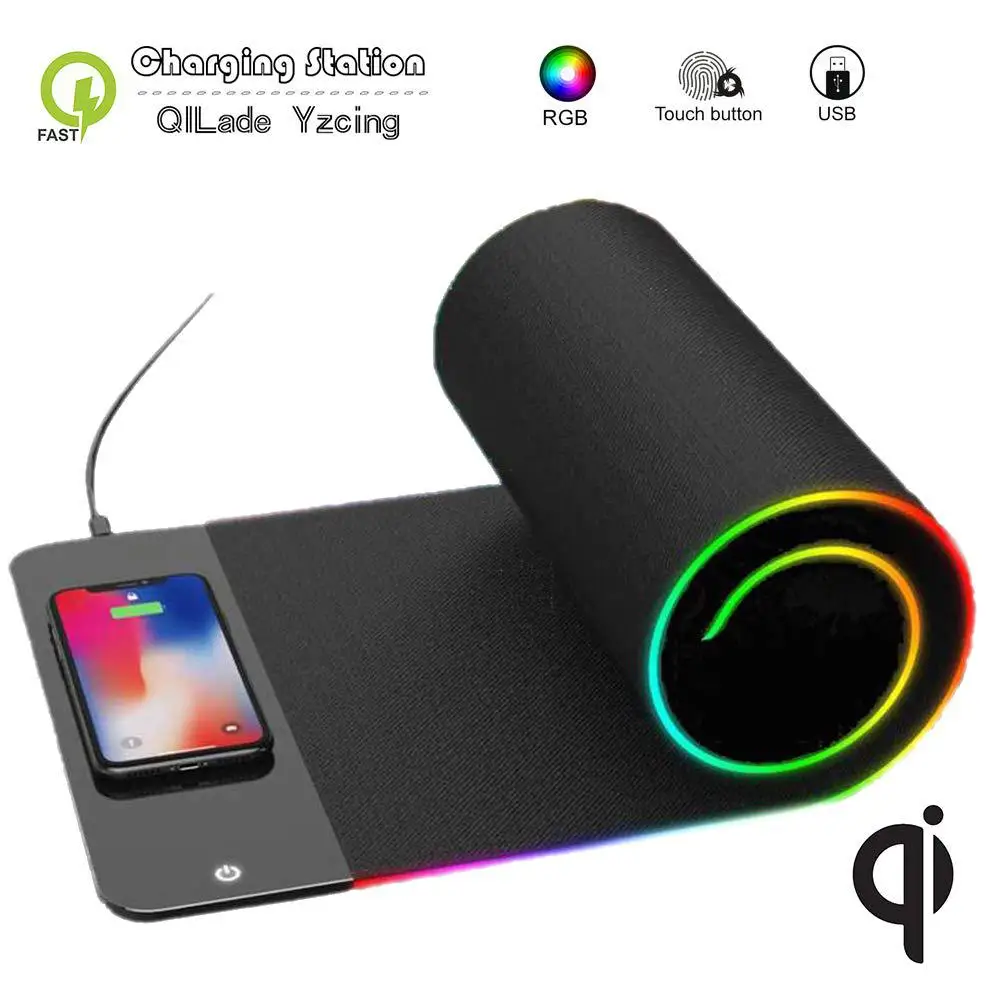 BEESCLOVER 800 мм x 270 мм беспроводной зарядный коврик для мыши большой RGB геймерский коврик для мыши