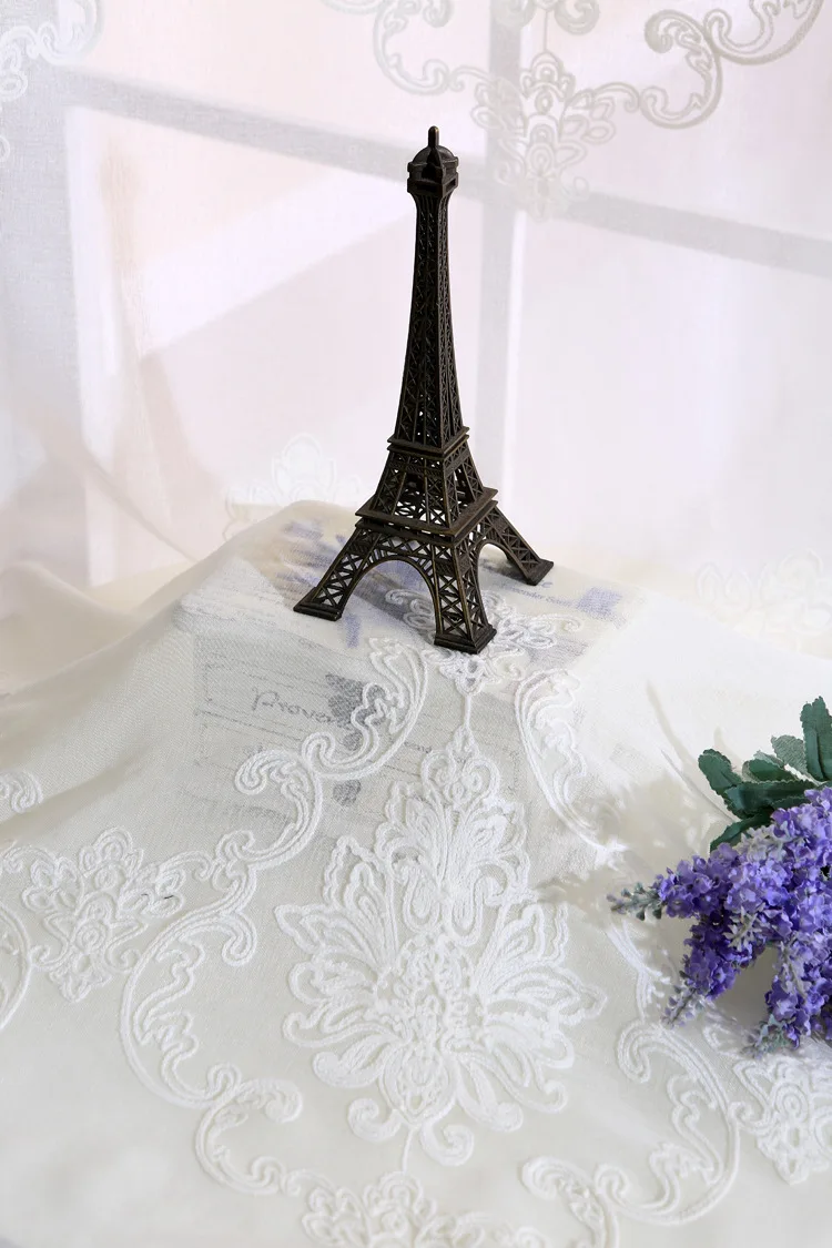 

European White Embroidered Voile Curtains Bedroom Sheer Curtains for Living Room Tulle Window Curtains/Panels Window Screening