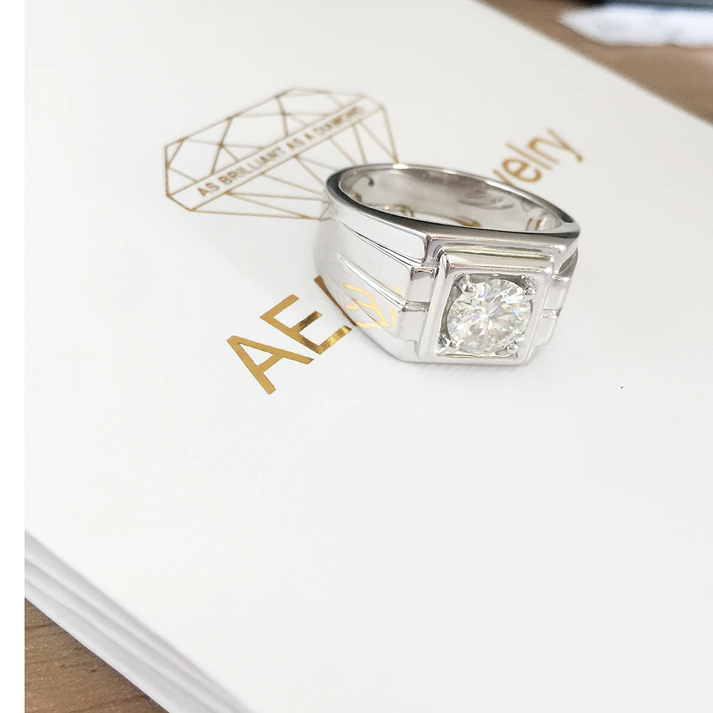 Кольцо для помолвки DF Moissanite покрытое платиной серебряное 1ct 6 5 мм | Украшения и