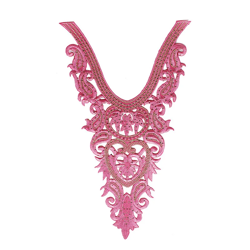 2 шт. вышивка бисером стразы розовый воротник кружево африканская патч с