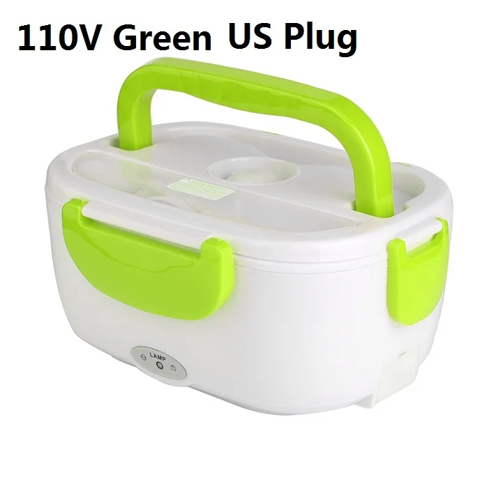 110V Green US 11 в/220 В/Автомобильная вилка, портативный Электрический нагревательный Ланч-бокс, контейнер для еды, подогреватель пищи, наборы посуды для домашнего автомобиля - Цвет: 110V Green US