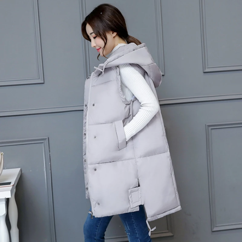 Новое поступление 2017 Женская осенне-зимняя куртка жилет средней длины с