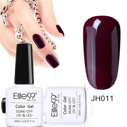 JH011 Elite99 10 мл Гель-лак для ногтей цвет красного вина Полупостоянный замачиваемый Светодиодный УФ Гель-лак для ногтей элегантный дизайн ногтей маникюр Гель-лак - Цвет: JH011
