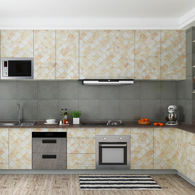 80cm Kitchen oil stickers self-adhesive marble pattern waterproof cabinet stove countertop wallpaper desktop bathroom renovation