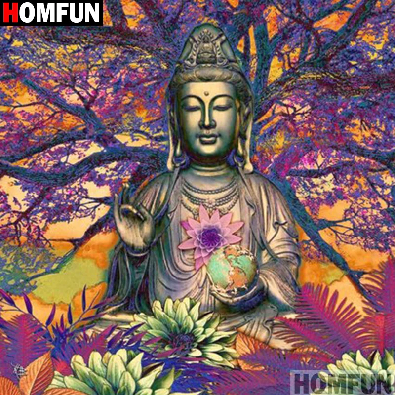 Алмазная живопись HOMFUN религиозный Будда картина из квадратных/круглых страз 5D