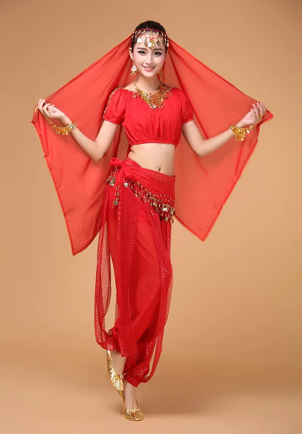 Костюм для танца живота костюм Болливуда женский комплект из 4 предметов