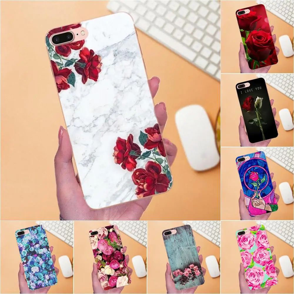 Для Xiaomi Redmi Note 2 3S 4 4A 4X 5 5A 6 6A Pro Plus TPU шаблон фиолетовый синий цветок розы Jpg