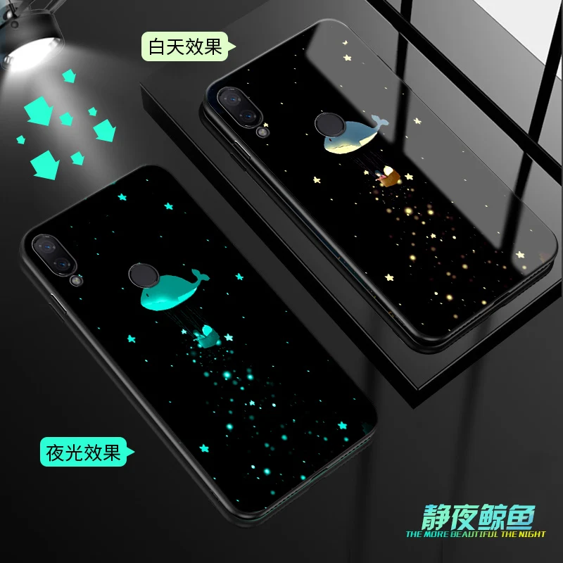 Для xiaomi redmi note 7 чехол Роскошный светящийся Узор Жесткий закаленное стекло защитный чехол на заднюю панель для xiaomi redmi note 7 оболочка