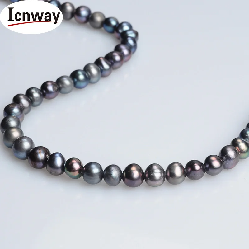 

5 strands Natural A black round freshwater Pearl 6-7mm For Jewelry Making 15inches DIY necklace bracelet FreeShipping Wholesale
