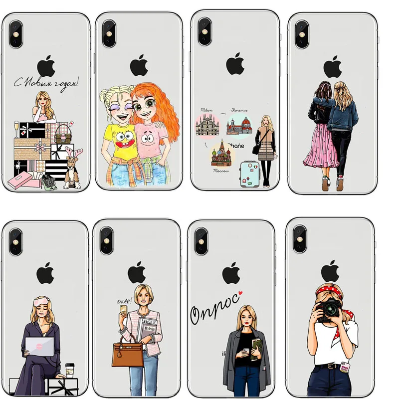 Чехлы для телефонов iPhone XS MAX 7 8 6 6s 7Plus Plus путешествий девочек дизайнерский