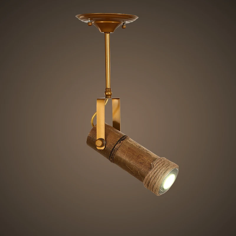 Американский потолочный светодиодный светильник в стиле лофт из бамбука лампа с