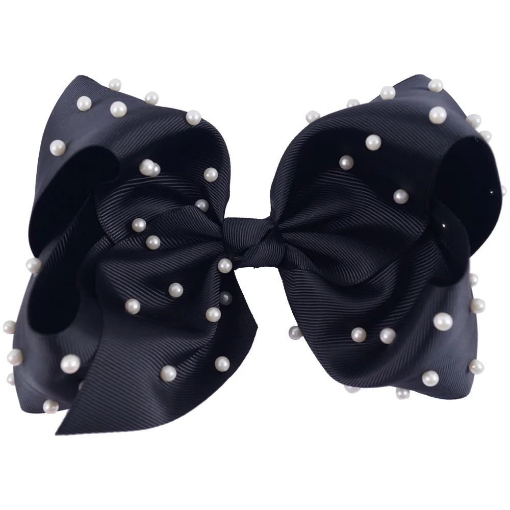 Бант для волос с белой жемчужиной 7 дюймов зажимом большая Шпилька бант девочек