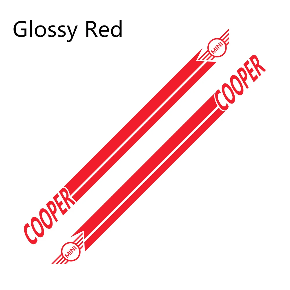Glossy Red Наклейки для автомобиля сбоку в полоску спортивный стиль наклейки для Mini Cooper R56 R57 R58 R50 R52 R53 R59 R61 R60 F60 F55 F56 F54 аксессуары - Название цвета: Glossy Red