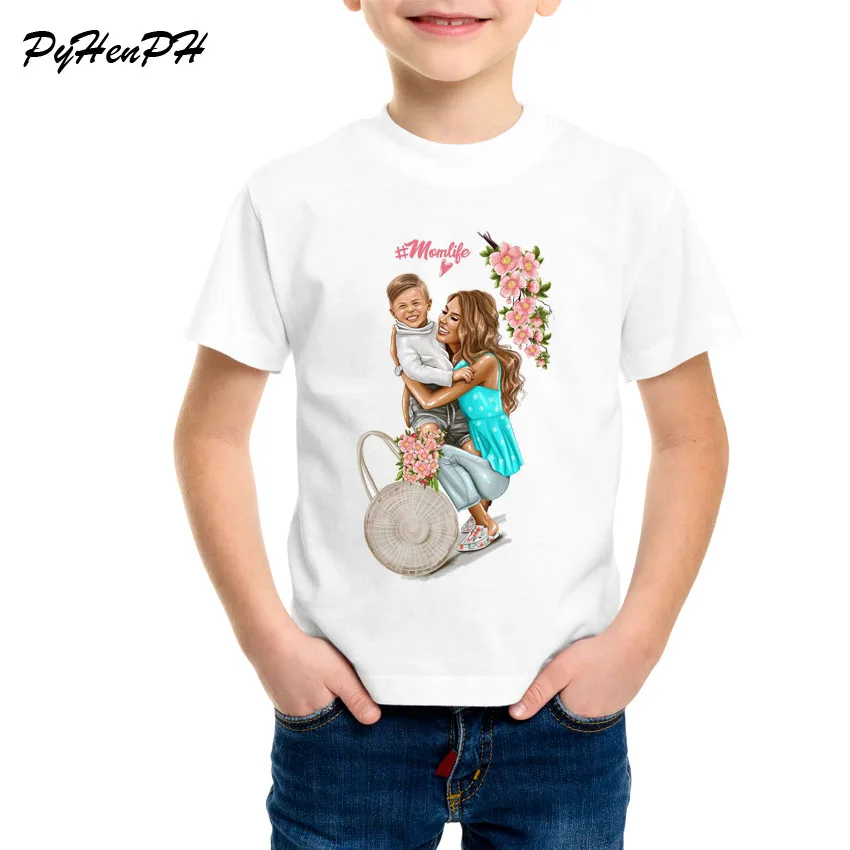 kids C1 Новинка; Летние Семейные комплекты для мамы и сына; футболка для мамы и сына; Повседневная Милая одинаковая семейная одежда; топы - Цвет: kids C1