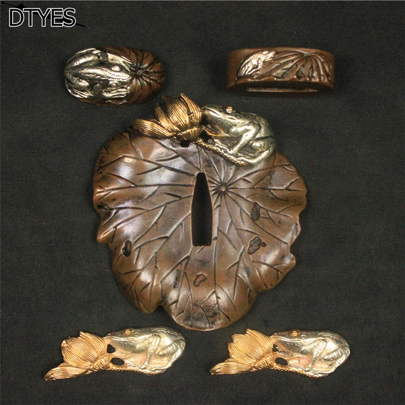 Красивая японская катана меч Фитинги набор золотая пластина лягушка самурая