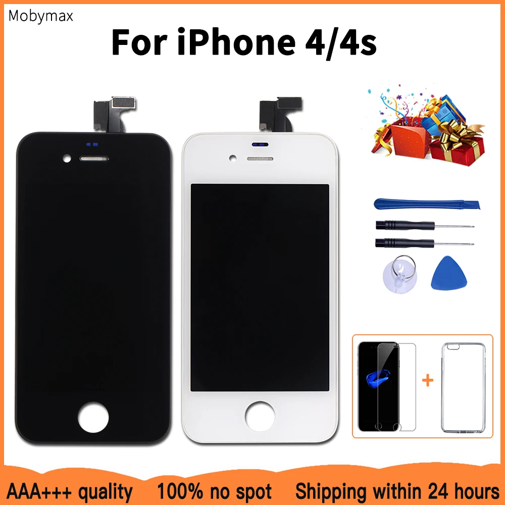 

ЖК-дисплей для iPhone, ЖК-дисплей для проверки и тестирования iPhone 4, дигитайзер сенсорного стекла в сборе + подарки