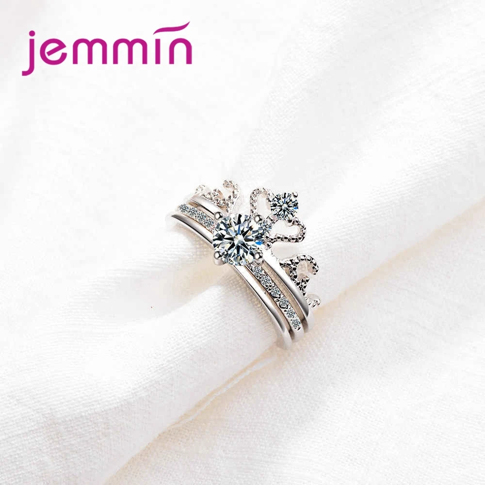 

Dropshipping Wholesale 2PCS Rings for Women Bridal Wedding Engagement Fingers Jewelry Noble Symbol 925 Sterling Silver
