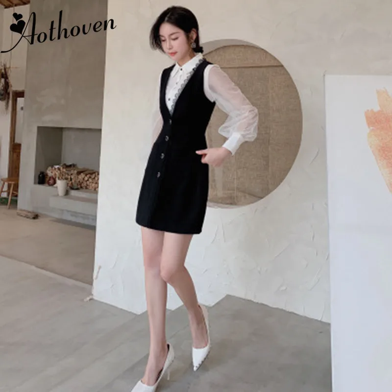 Женский комплект 2 шт. костюм весна 2019 белые топы с рукавами-фонариками рубашки и