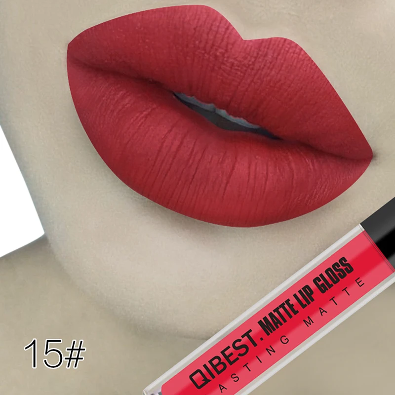 15 Qibest Matte Lipstick Liquid Nude Batom Mate Makeup Waterproof Liquid Lipstick Long Lasting Lip Tint Matte Cosmetic No-stick Cup - Цвет: 15