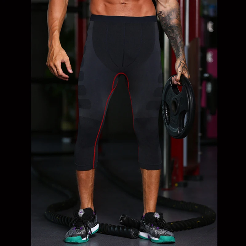 BESGO мужские облегающие брюки-Капри Для Фитнеса с эластичным поясом - Фото №1