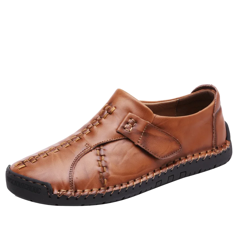 Dark Brown Роскошный дизайн; Новинка; лоферы из натуральной кожи; мужские мокасины; слипоны; кроссовки на плоской подошве; повседневная мужская обувь; Мужская обувь для взрослых; водонепроницаемые Мокасины - Цвет: Dark Brown